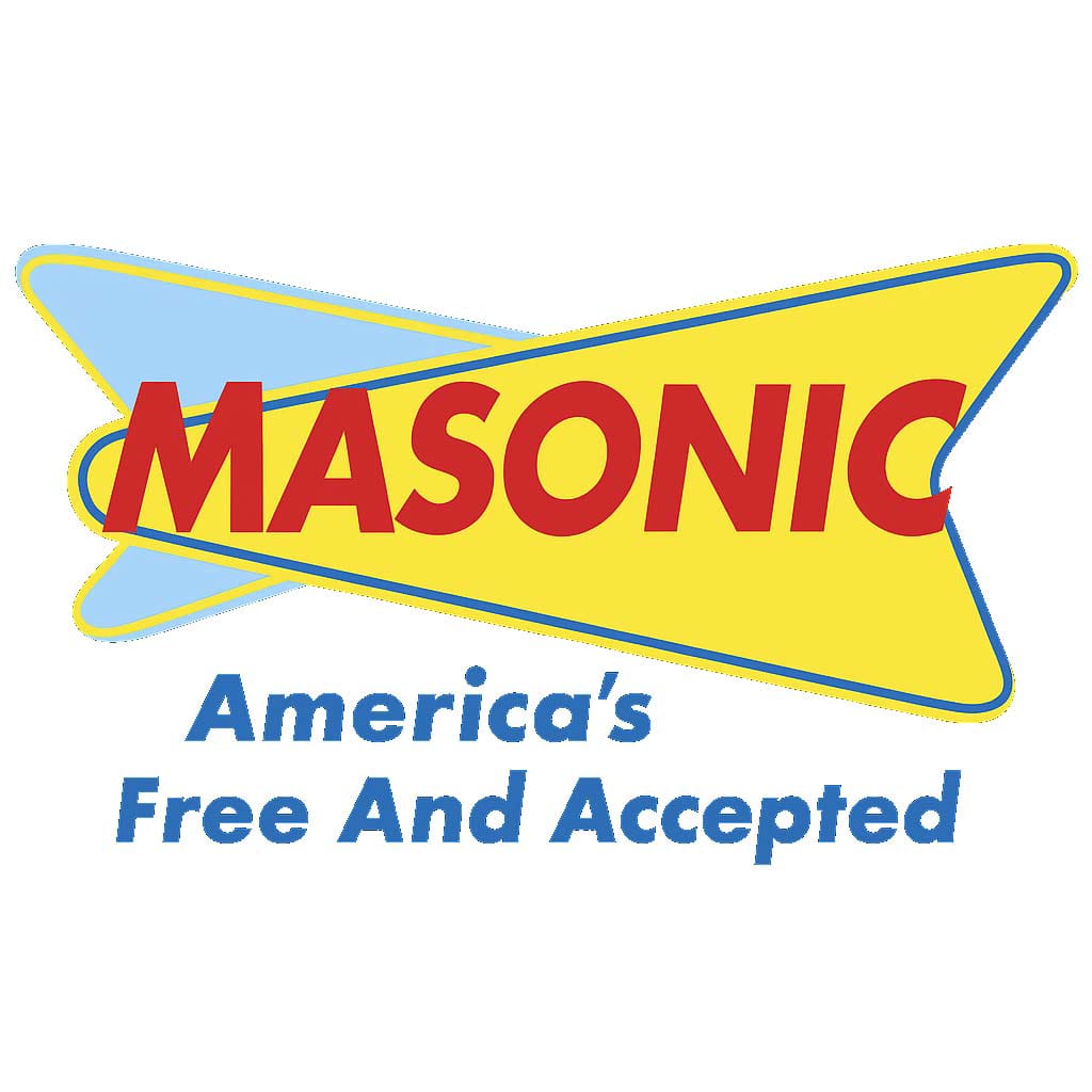 Sonic Drive-In logo parody reading Masonic — America's Free And Accepted
