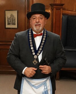 RW Theodore Charalambous, Worshipful Master of Alpine Tilden Tenakill Lodge No. 77, in regalia